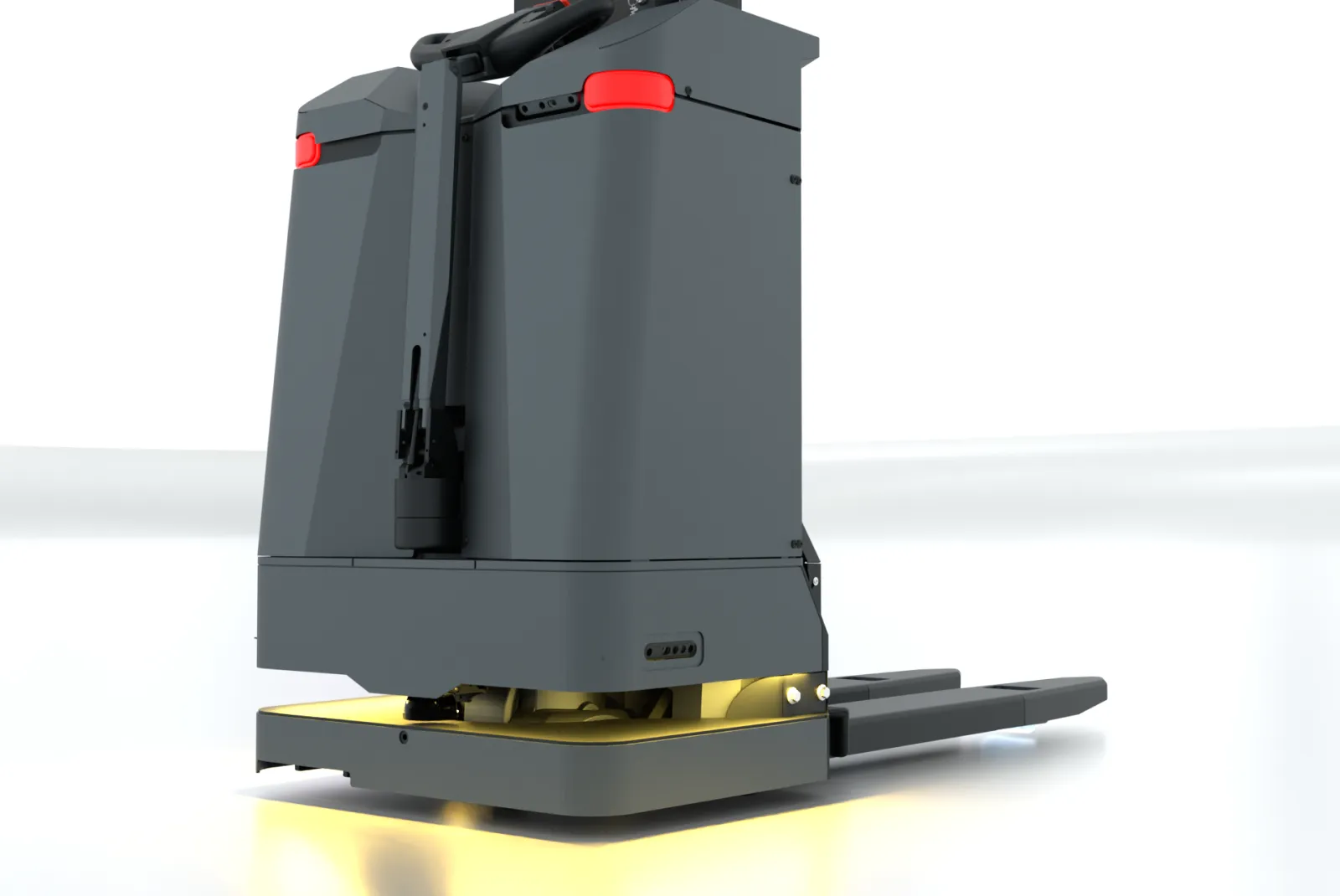 The robot with orange startup lights.