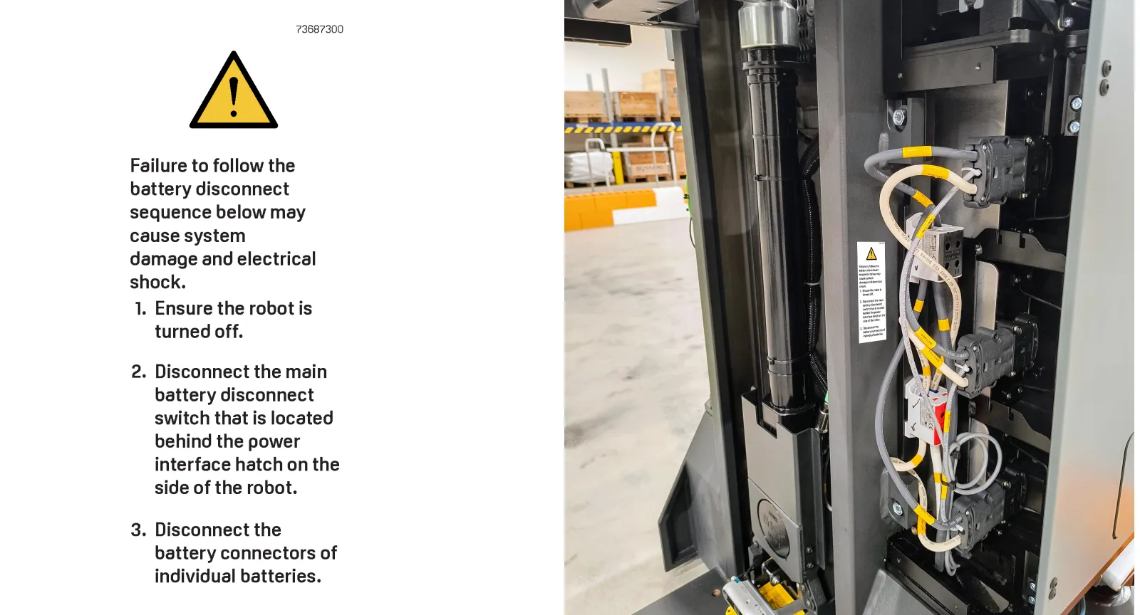 Click to view full size Warning label - Battery disconnect sequence warning