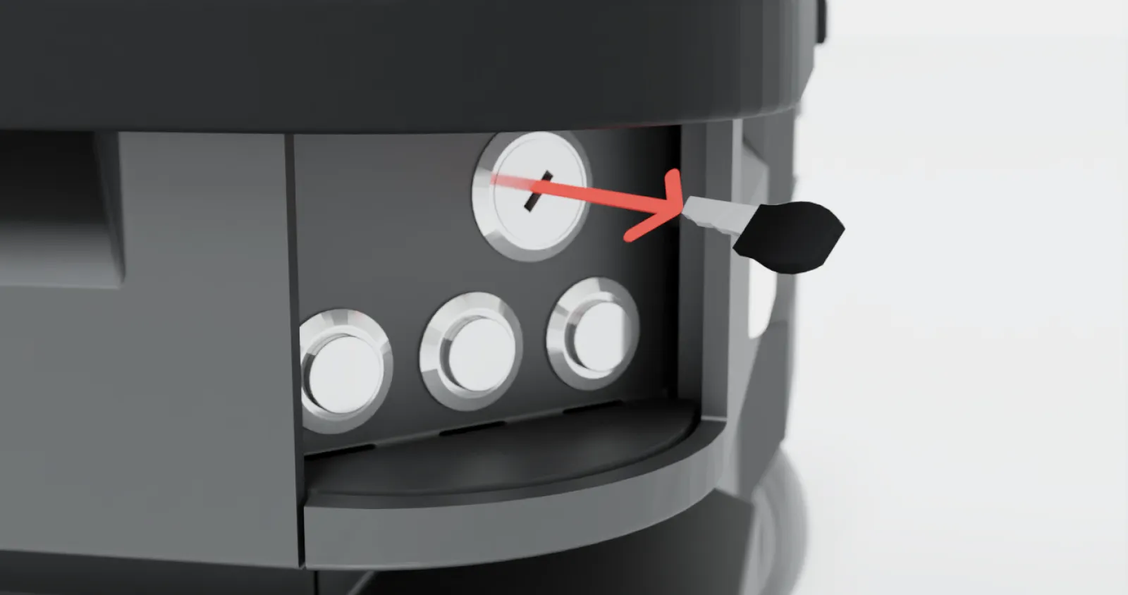 Key being removed from the control panel.