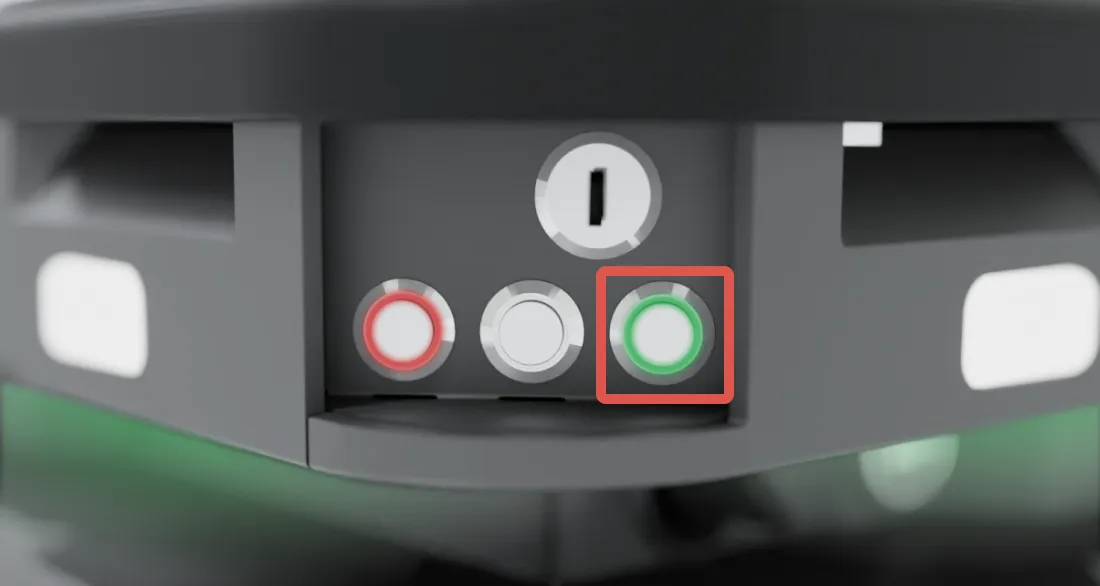 The location of the Power button on the control panel.
