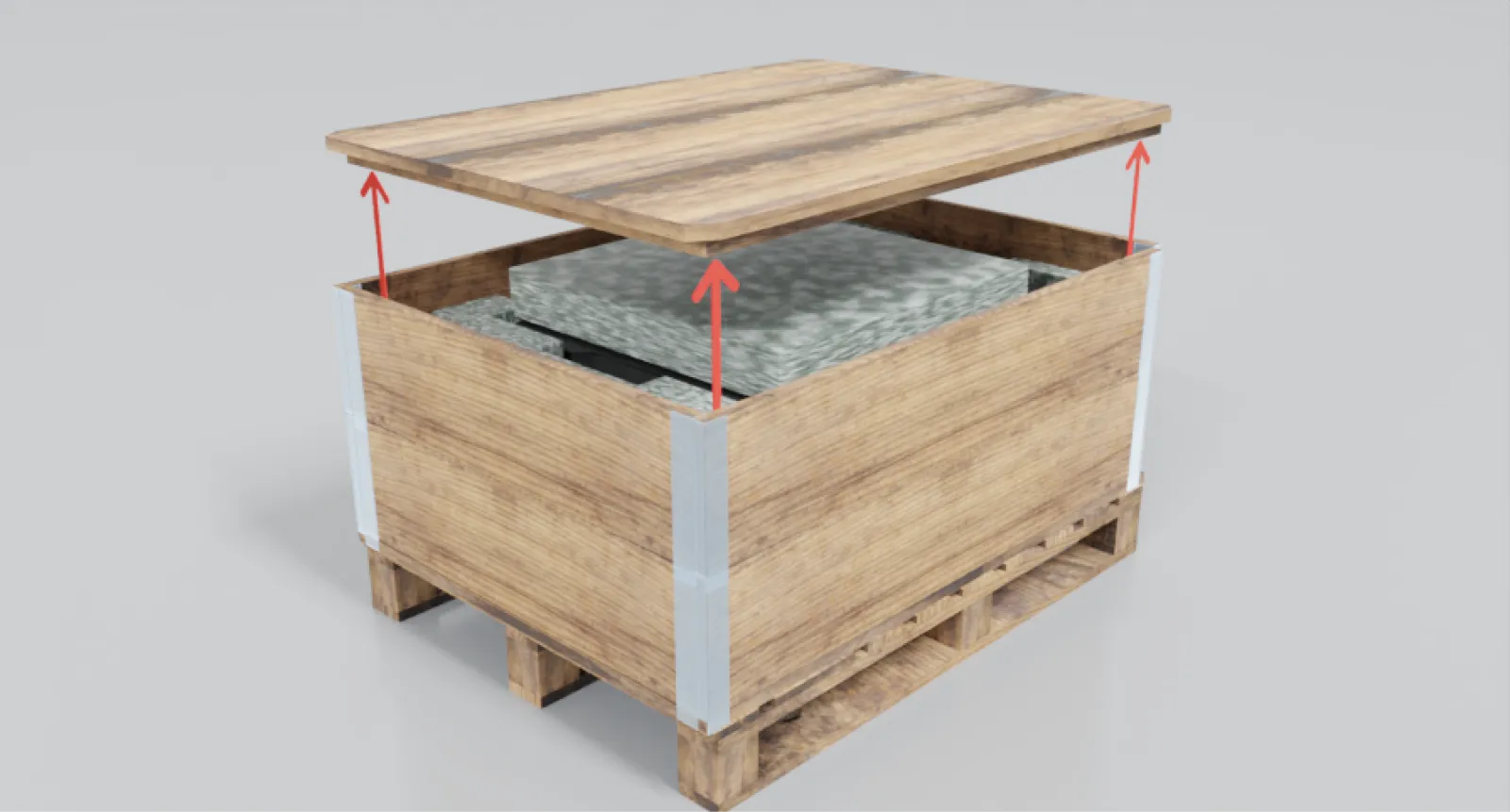 The lid being lifted from the robot box.