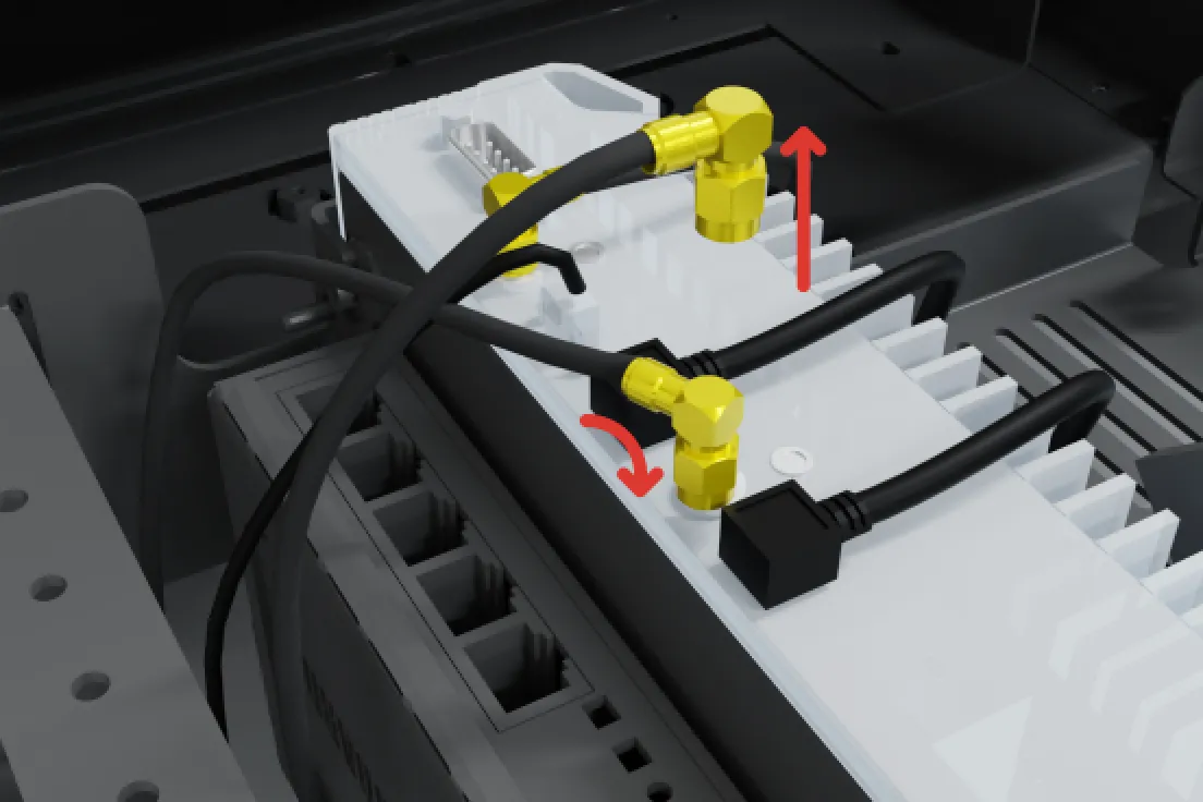 Click to view full size The loose antenna cable is connected to the robot computer instead of one of the corener antennas. .
