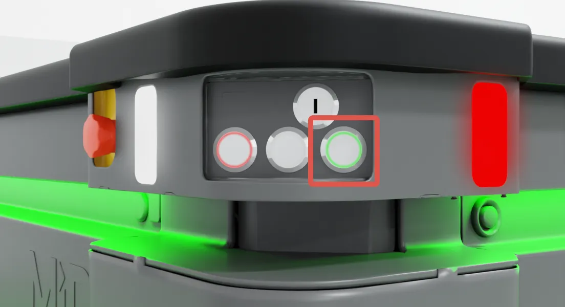 The location of the Power button on the control panel.