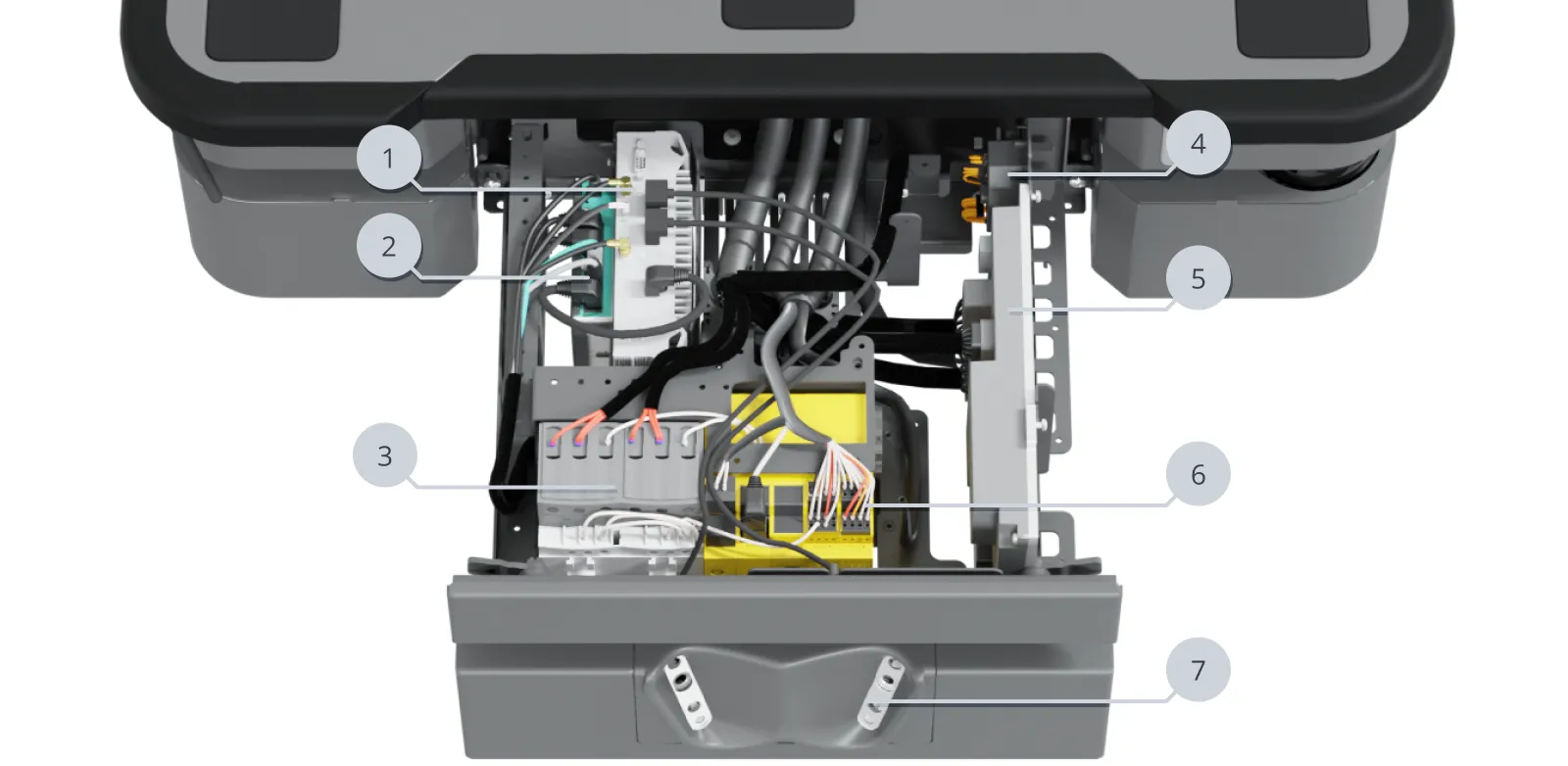 Identification of parts in the electronics drawer