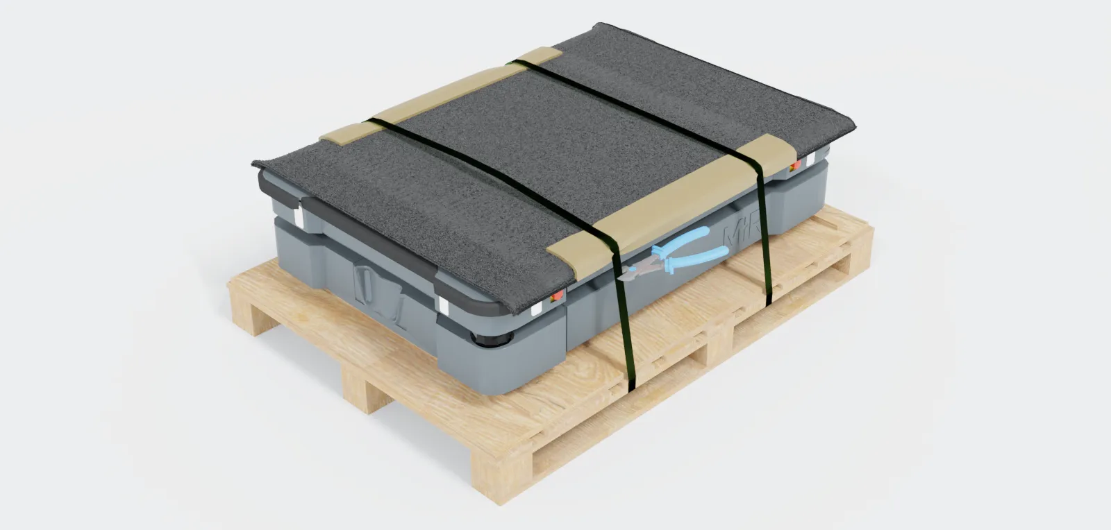 Click to view full size The straps around the robot are cut.