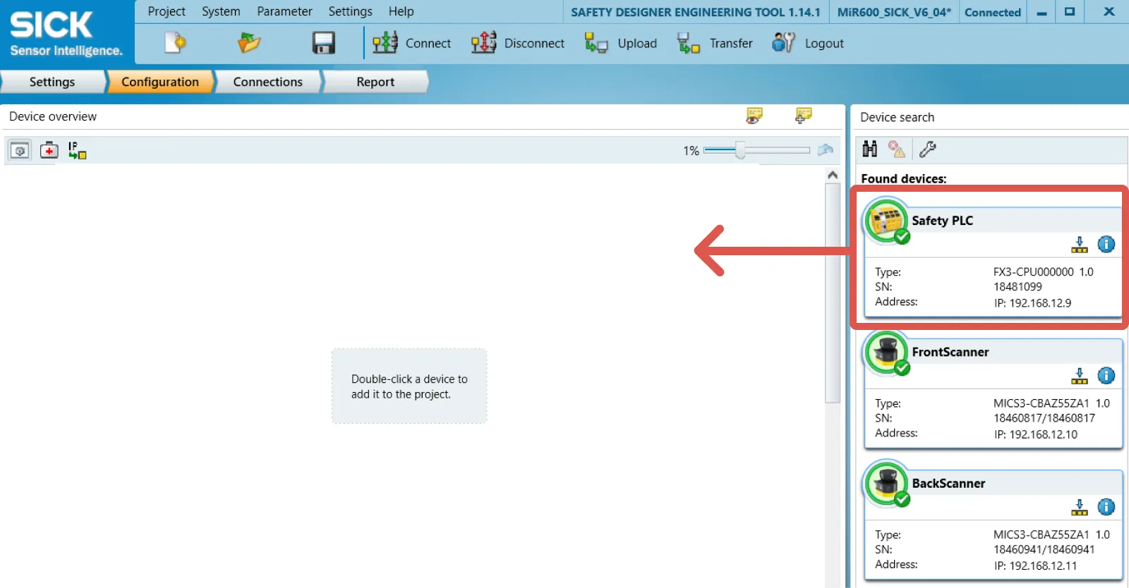 Add devices to the active workspace.